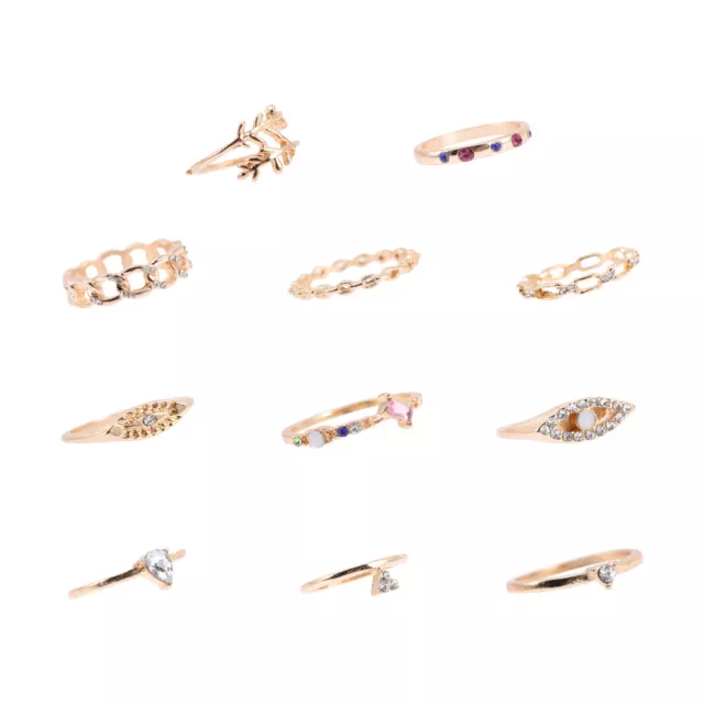 11 Pcs Alloy 11-piece Ring Set Lovers Crystal Rings Jewelry Kits