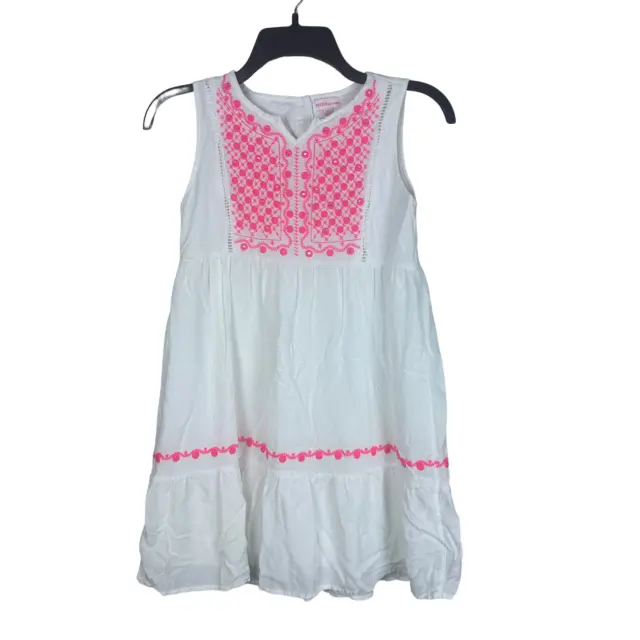 Design history Boho Tunic Embroidered Lined 100% Cotton Girls Dress - Size Large