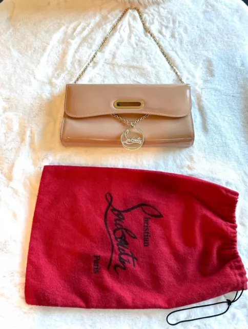 Christian Louboutin Mini Bag Riviera Beige Chain Nude Patent Leather Clutch