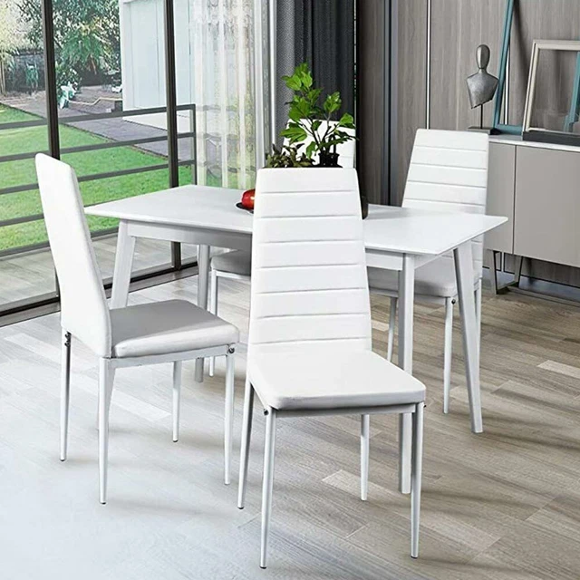 Set 4 Sedie Nere In Ecopelle Imbottita Salotto Moderna Sala Da Pranzo Soggiorno - Foto 10