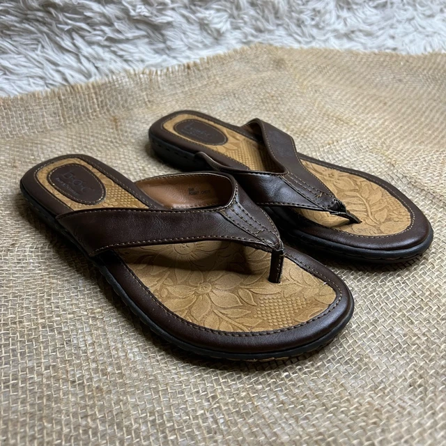 Born Concept Womens Zita Thong Sandals Brown Tan Floral Slip On 8 M