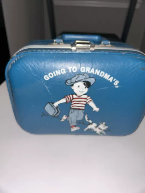 Vintage Going to Grandma’s Trojan Luggage Co. Children’s Suitcase Hard Boy Blue