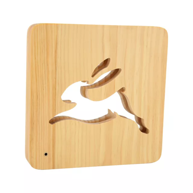 LED Night Light Hollow Bunny Eye Protection 3D Wooden Lamp For Home Office Bgs