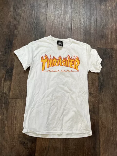 Thrasher Skateboard Magazine Mag T Shirt White Skater Tee - Size S