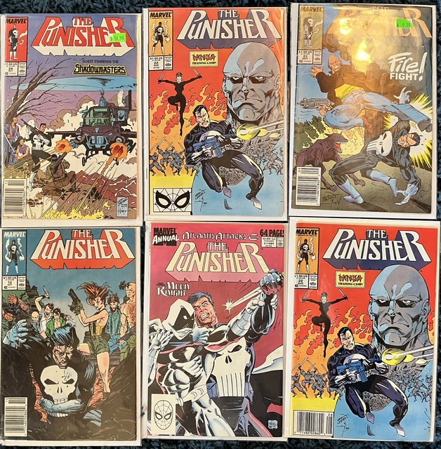 Punisher 1980s Comic Lot Annual #2, 22-24, 12 1st battle w/Moon Knight, 6 comics