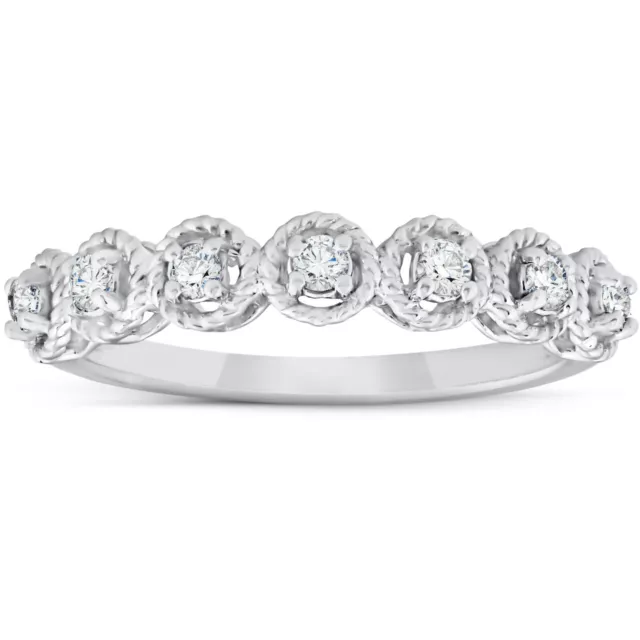 1/4 CT Diamond 7-Stone Wedding Ring 14k White Gold Womens Anniversary Band