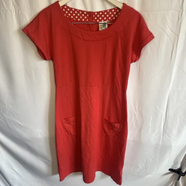 Weird Fish Women’s Short Sleeve Coral Shift Dress Size 12