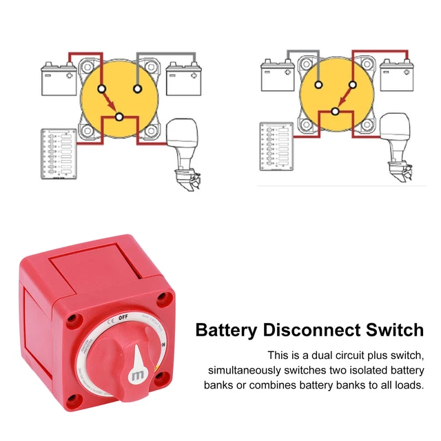 BATTERY SWITCH ON Off 300A 12V/24V Dual Circuit 4 Terminals Ignition