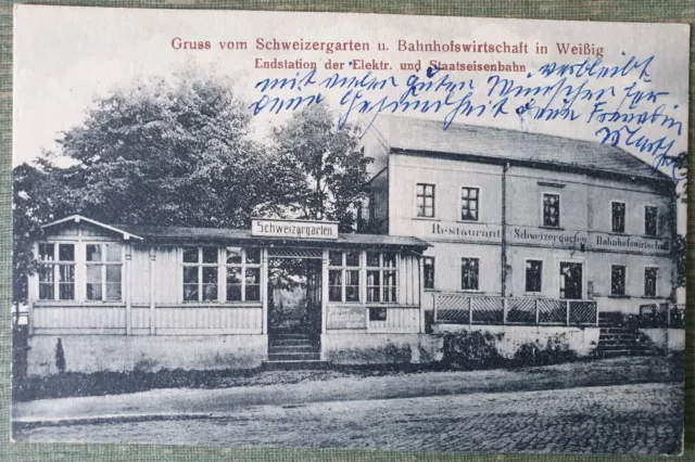 Ak Dresden Weißig. Schweizergarten u. Bahnhofswirtschaft. um 1910