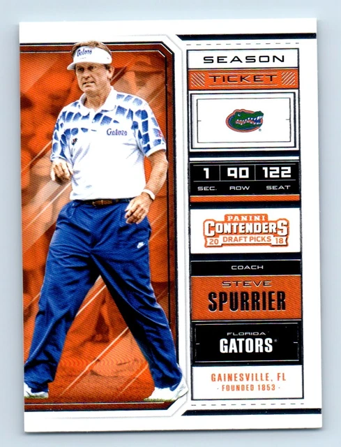 2018 Panini Contenders Draft Picks Steve Spurrier Florida Gators #89