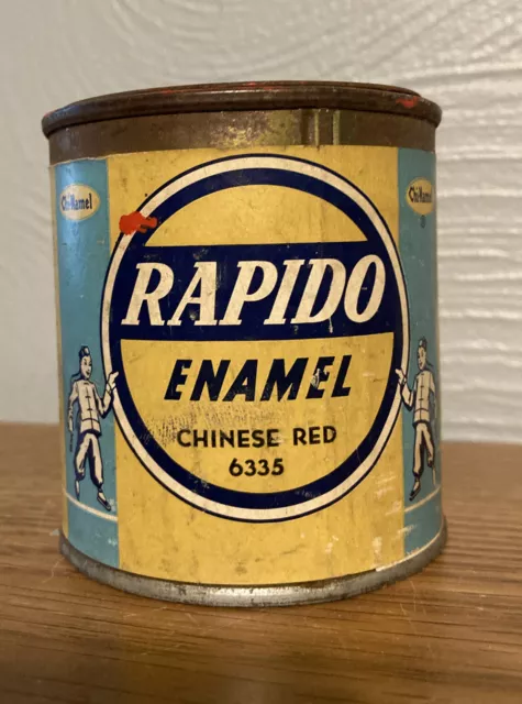 CHI-NAMEL Rapido Enamel Chinese Red 6335 1/4 Pint With Original Contents CHI-NAMEL Rapido Enamel Chinese Red 6335 1/4 Pint With Original Contents
