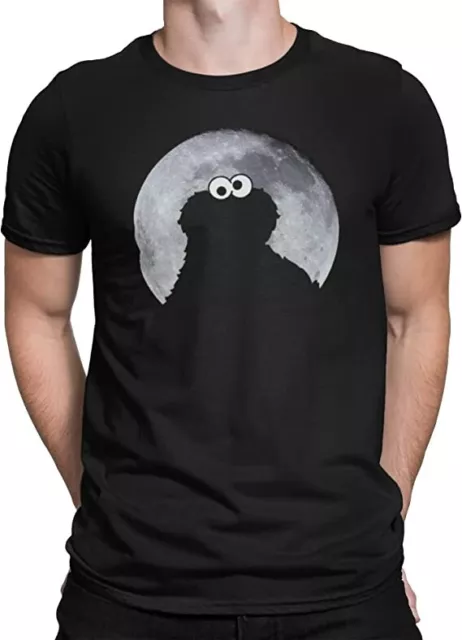 T-shirt Sesame Street ""Cookie Monster in Moon Night"" nera, camicia, NUOVA taglia S