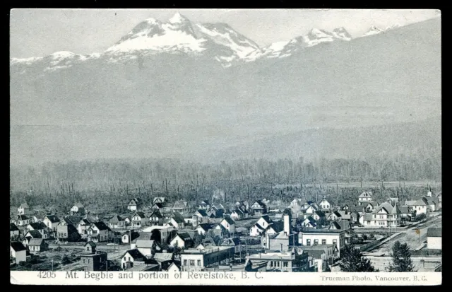 REVELSTOKE BC Postcard 1910s Mount Begbie. Birds Eye View by Trueman