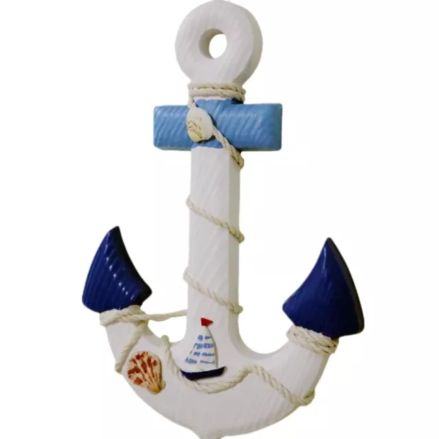 Rorsila Wooden Wall Hanging Ornament Nautical Anchor Shape Nautical Decoratio...