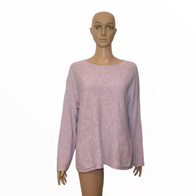 EILEEN FISHER Lilac Tight Knit Pullover Long Sleeve Organic Linen Cotton Sweater