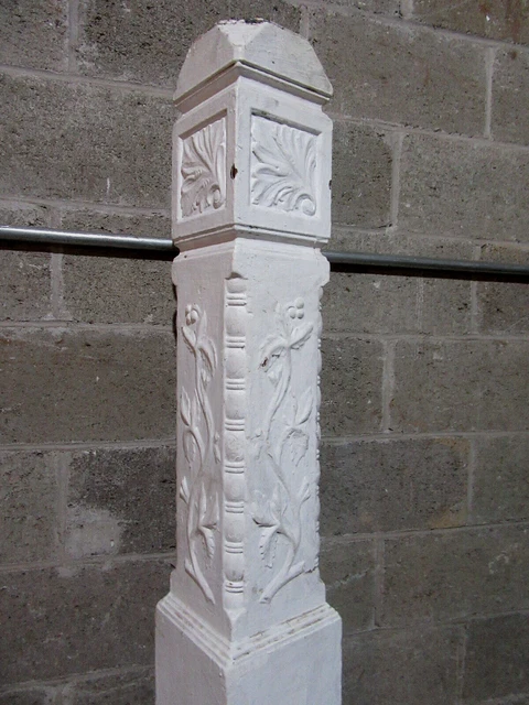 ~ Antique Carved Oak Newel Post 57 Tall 1 Of 2 ~ Architectural Salvage ~
