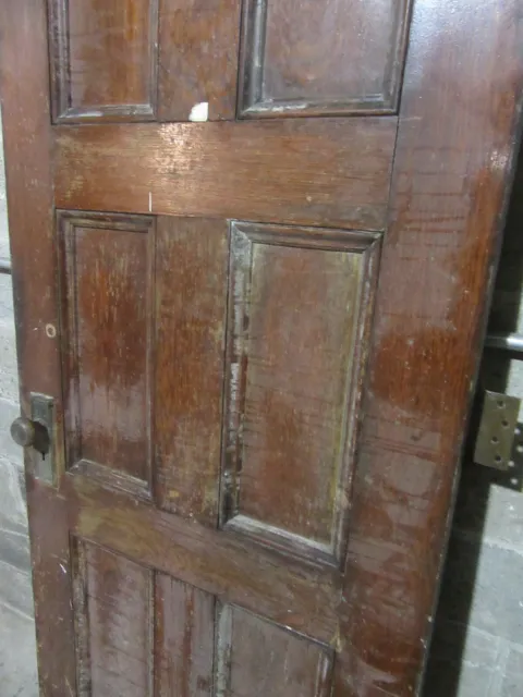 ~ ANTIQUE OAK 6 PANEL DOOR WITH HARDWARE I ~ 32 x 81.5 ARCHITECTURAL SALVAGE 4
