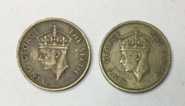 1950 KGV1 HONG KONG 10 Cent Coin. Two  Great Collectible quality coins.J.