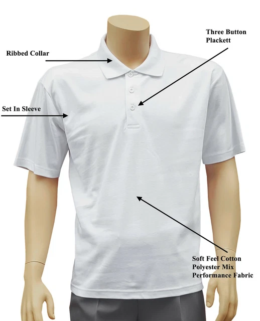 Cathedral Polo Herren Gestrickt Weich Weiß Näpfe Bowlers Polyester Baumwolle Top