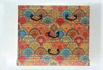 Madera hecha a mano Cofre de 4 cajones Decoupag Mandala marroquí diseños