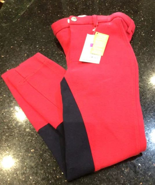 Shires Wessex Maids Horse Riding Jodhpurs Childs Size 22, Red/Navy New With Tags