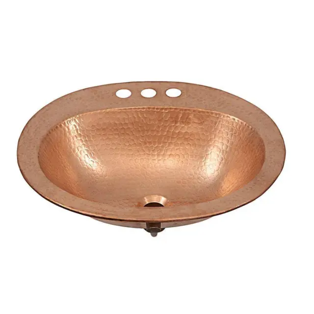 SINKOLOGY Drop-In Bathroom Sink 20" x 17" x 5.5" Copper Rust Resistant Oval