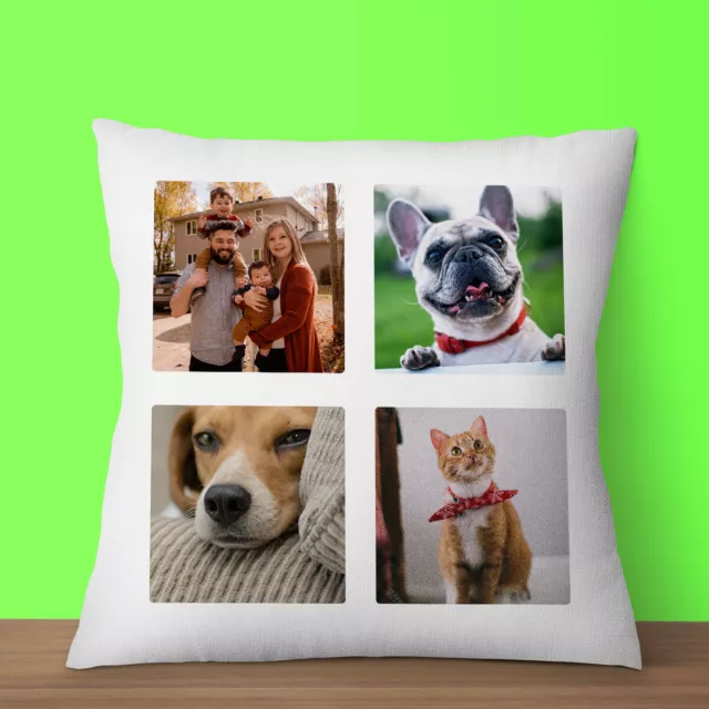 Personalised Photo Cushion Cover Pillowcase Pillow Case Custom 4 Pictures