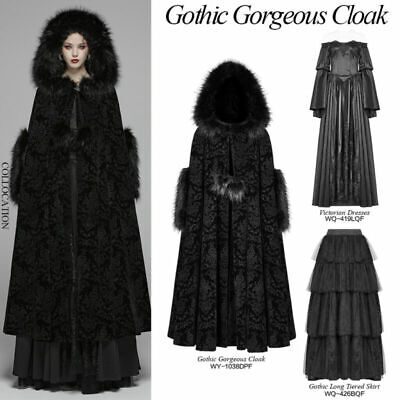 RAVE Women's Gothic Gorgeous Winter Hooded Cloak Victorian Black Long Coat Cape