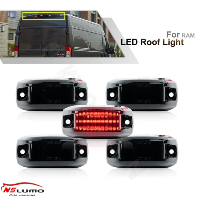 Smoke LED Red Rear Cab Roof Marker Running Lamp For Ram ProMaster 1500 2500 3500
