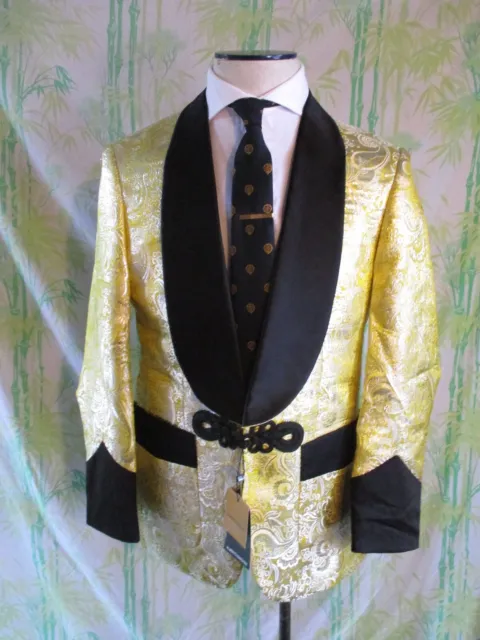 ALBERTO NARDONI YELLOW silver brocade formal tuxedo jacket 40R Medium ...