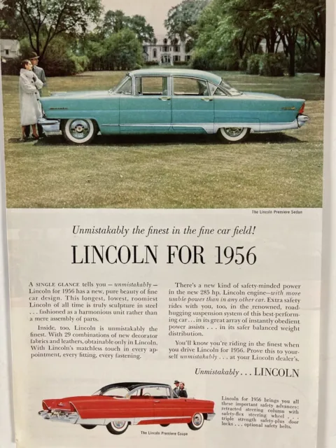1956 Lincoln Premiere Sedan Print Ad