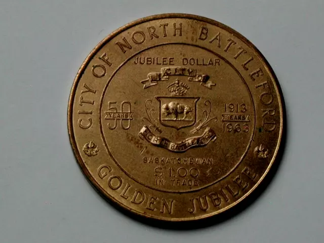 North Battleford SK CANADA 1963 Commemorative Trade Dollar Token Early Issue SK3