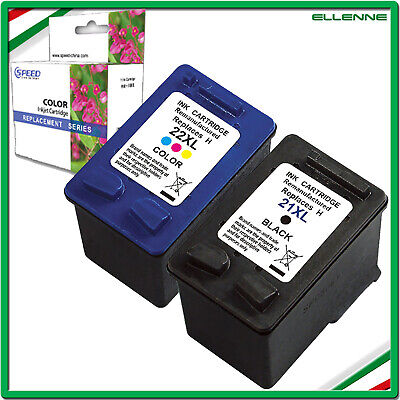 ✅ 2 Cartucce Per Hp 21 Xl + 22 Xl Nero+Colore Deskjet D1320 D2360 F2180 F370 ✅