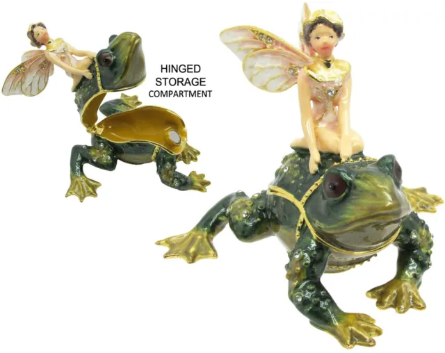 Fairy / Giant Frog Jeweled Trinket Box with Austrian Crystals