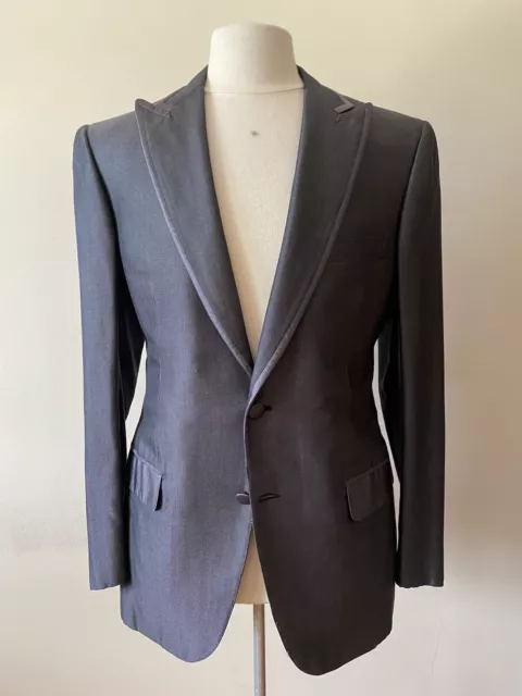 Brioni Pallavicin Gray Silk Sport Coat 40 R (EU 50) Peak Lapel Birds Eye Slate