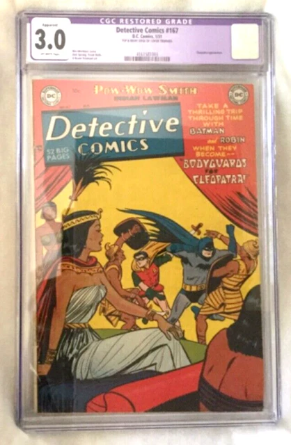 Detective Comics 167 DC Comics CGC 3.0 Restored Batman Robin Cleopatra 1951 RARE