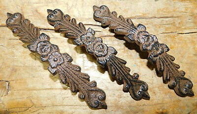 3 Cast Iron Antique Style FLORAL HEART Drawer Handle Gate Pull Door Handles Knob