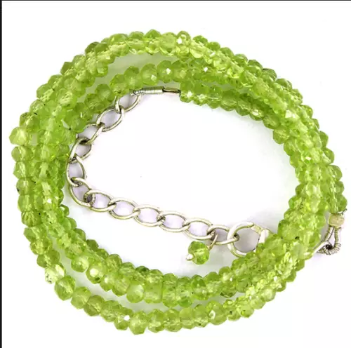 AAA Naturel Gemme Péridot 3-4mm Rondelle à Facettes Bijoux Perles 18 " Collier