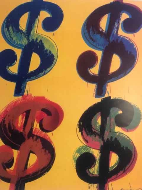 Andy Warhol 4 $ Dollar Sign Original Lithograph Art Print Poster 2000 Mint 2