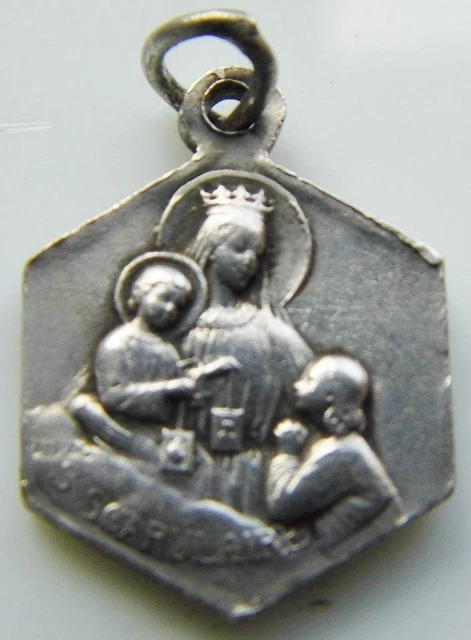 ANTIQUE CATHOLIC SCAPULAR Medal Sacred Heart of Jesus Blessed Virgin ...