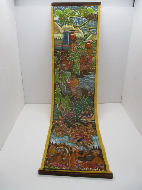 Vintage Balinese Indonesian Village Scene Tapestry