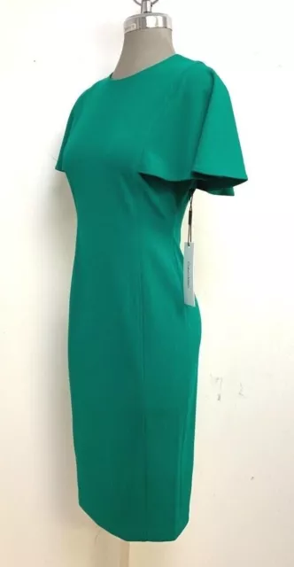 NEW Calvin Klein GREEN Crepe Full Flutter Sleeve Sheath Dress Size 4 Last One!
