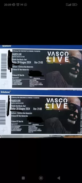 vasco rossi 2 biglietti concerto BARI