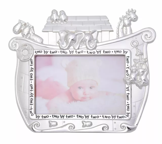 Silver Noahs Ark Baby Photo Frame 6x4 Nursery Decor Baby Shower Gift NEW