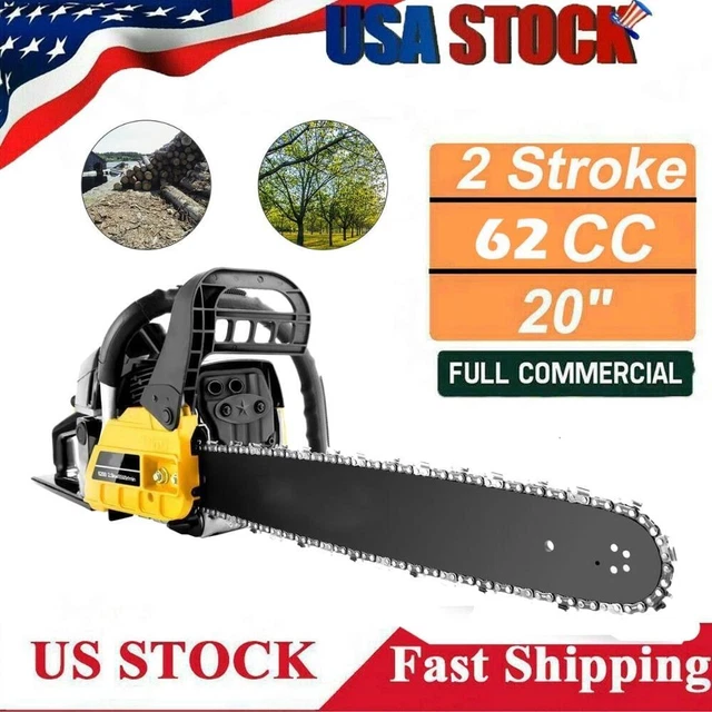 62CC GAS CHAINSAW 20" Bar Gasoline Powered Chain Saw 2 Cycle Engine