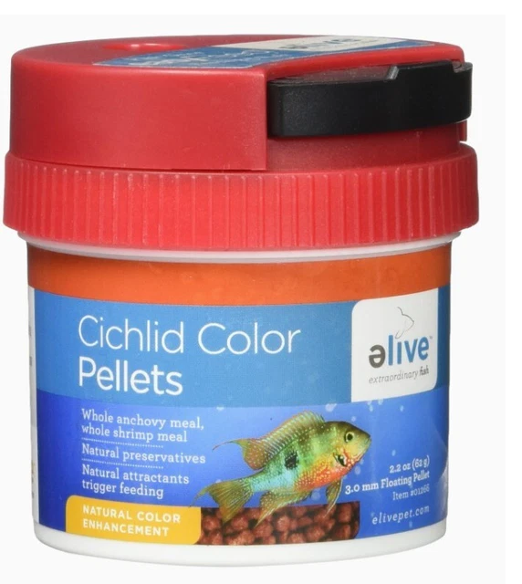 Pellets de color cíclido 2,2 oz flotado africano sudamericano alimento para peces premium 1