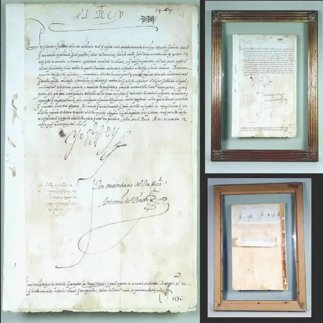 1576 Slave Manuscript Document Signed King Philip Ii Spain Canary Island Hearing