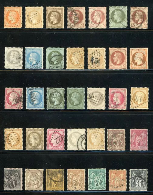 France 1863-1900 Napoleon Iii, Ceres & Type Sage, Lot Of 35 Used Stamps !! Uu64