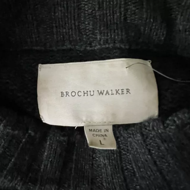 Brochu Walker Strand Layered Wool Cashmere Knit Crew Neck Pullover Sweater Gray 2