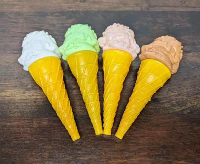 VTG Lot of 4 Multicolor Artificial Plastic Fake  Ice cream Cones Toy  Hong Kong